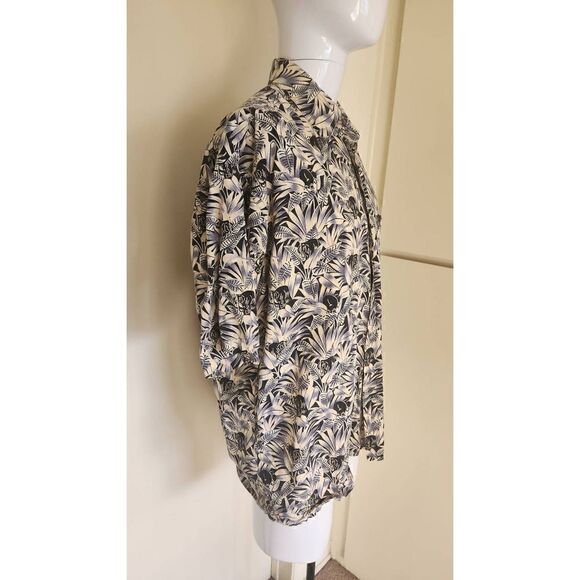 Pierre Cardin VTG. Cotton Blk, Grey, Cream SS Shirt, Tropical  Elephant Prt,  XX - Picture 6 of 9